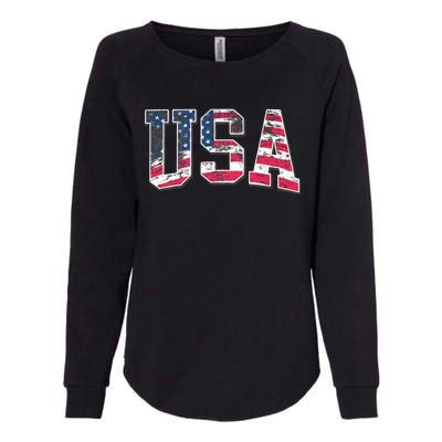 Usa Vintage American Flag 4th Of July Usa Flag Apparel Womens California Wash Sweatshirt