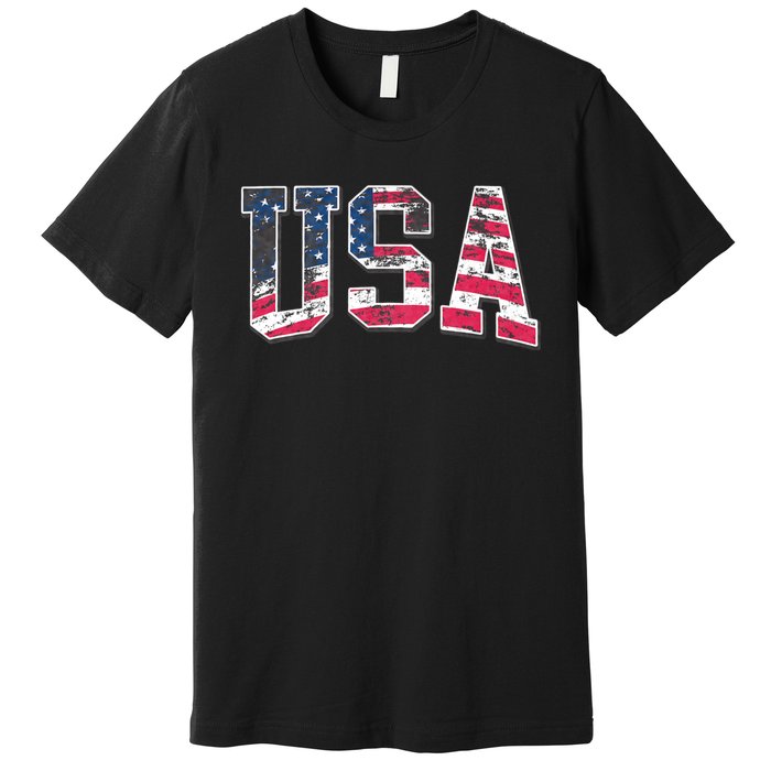 Usa Vintage American Flag 4th Of July Usa Flag Apparel Premium T-Shirt