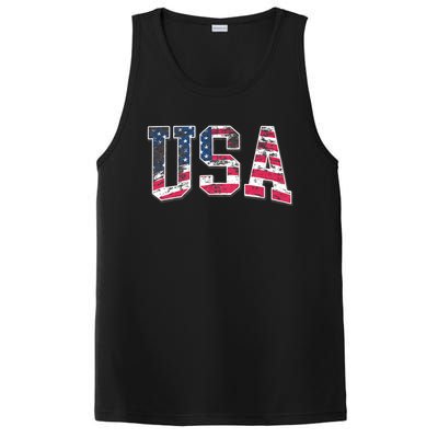 Usa Vintage American Flag 4th Of July Usa Flag Apparel PosiCharge Competitor Tank