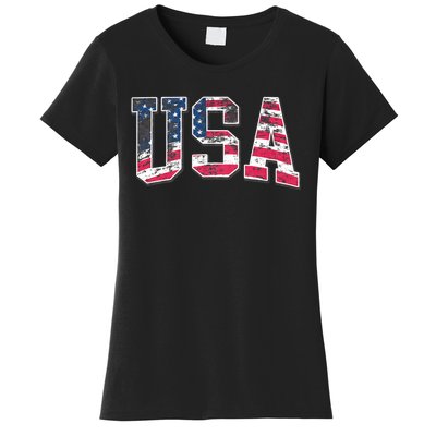 Usa Vintage American Flag 4th Of July Usa Flag Apparel Women's T-Shirt