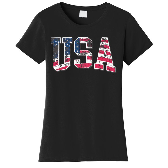 Usa Vintage American Flag 4th Of July Usa Flag Apparel Women's T-Shirt