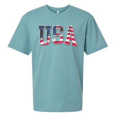 Usa Vintage American Flag 4th Of July Usa Flag Apparel Sueded Cloud Jersey T-Shirt