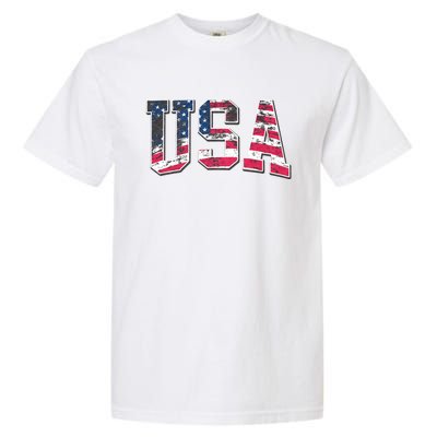 Usa Vintage American Flag 4th Of July Usa Flag Apparel Garment-Dyed Heavyweight T-Shirt