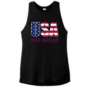 Usa Vote Convicted Felon Outlaw Pro Trump 4th Of July Gift Ladies PosiCharge Tri-Blend Wicking Tank