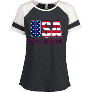 Usa Vote Convicted Felon Outlaw Pro Trump 4th Of July Gift Enza Ladies Jersey Colorblock Tee