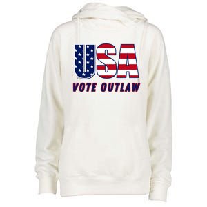 Usa Vote Convicted Felon Outlaw Pro Trump 4th Of July Gift Womens Funnel Neck Pullover Hood