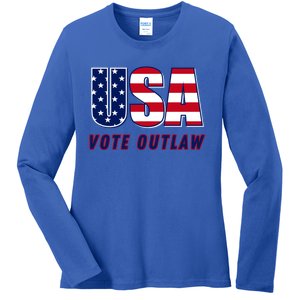 Usa Vote Convicted Felon Outlaw Pro Trump 4th Of July Gift Ladies Long Sleeve Shirt