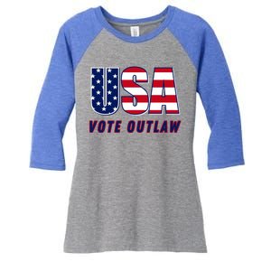 Usa Vote Convicted Felon Outlaw Pro Trump 4th Of July Gift Women's Tri-Blend 3/4-Sleeve Raglan Shirt