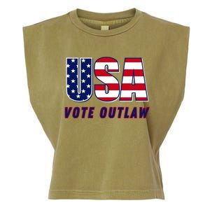 Usa Vote Convicted Felon Outlaw Pro Trump 4th Of July Gift Garment-Dyed Women's Muscle Tee