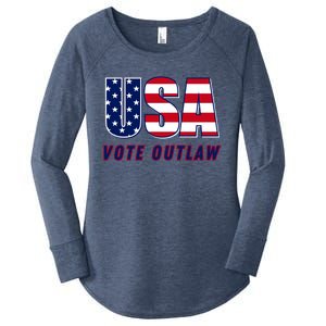 Usa Vote Convicted Felon Outlaw Pro Trump 4th Of July Gift Women's Perfect Tri Tunic Long Sleeve Shirt