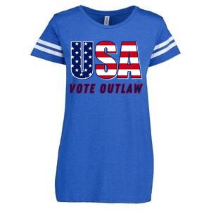 Usa Vote Convicted Felon Outlaw Pro Trump 4th Of July Gift Enza Ladies Jersey Football T-Shirt