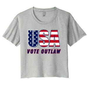 Usa Vote Convicted Felon Outlaw Pro Trump 4th Of July Gift Women's Crop Top Tee