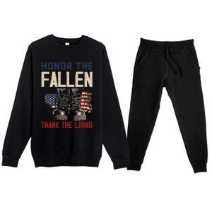 Usa Veterans Day Memorial Day Honor The Fallen Cool Gift Premium Crewneck Sweatsuit Set