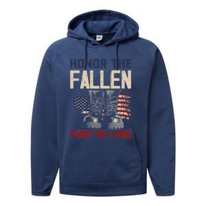 Usa Veterans Day Memorial Day Honor The Fallen Cool Gift Performance Fleece Hoodie