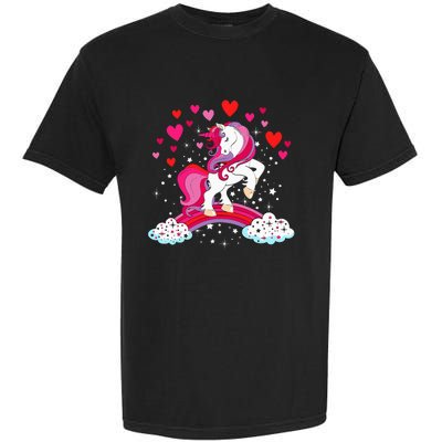 Unicorn Valentines Day Love Heart Rainbow Garment-Dyed Heavyweight T-Shirt