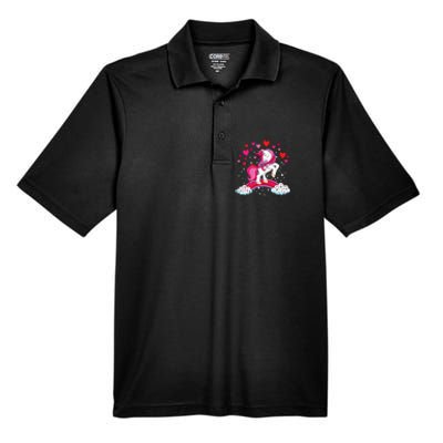 Unicorn Valentines Day Love Heart Rainbow Men's Origin Performance Pique Polo