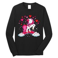 Unicorn Valentines Day Love Heart Rainbow Long Sleeve Shirt