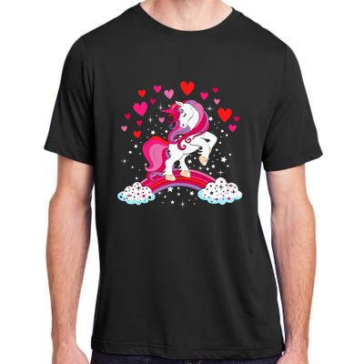 Unicorn Valentines Day Love Heart Rainbow Adult ChromaSoft Performance T-Shirt