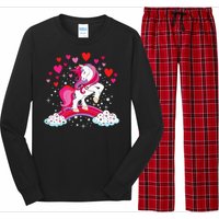 Unicorn Valentines Day Love Heart Rainbow Long Sleeve Pajama Set