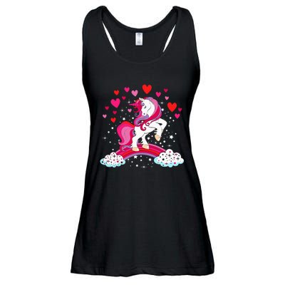 Unicorn Valentines Day Love Heart Rainbow Ladies Essential Flowy Tank