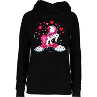 Unicorn Valentines Day Love Heart Rainbow Womens Funnel Neck Pullover Hood