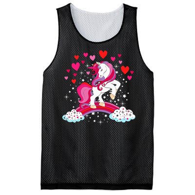 Unicorn Valentines Day Love Heart Rainbow Mesh Reversible Basketball Jersey Tank