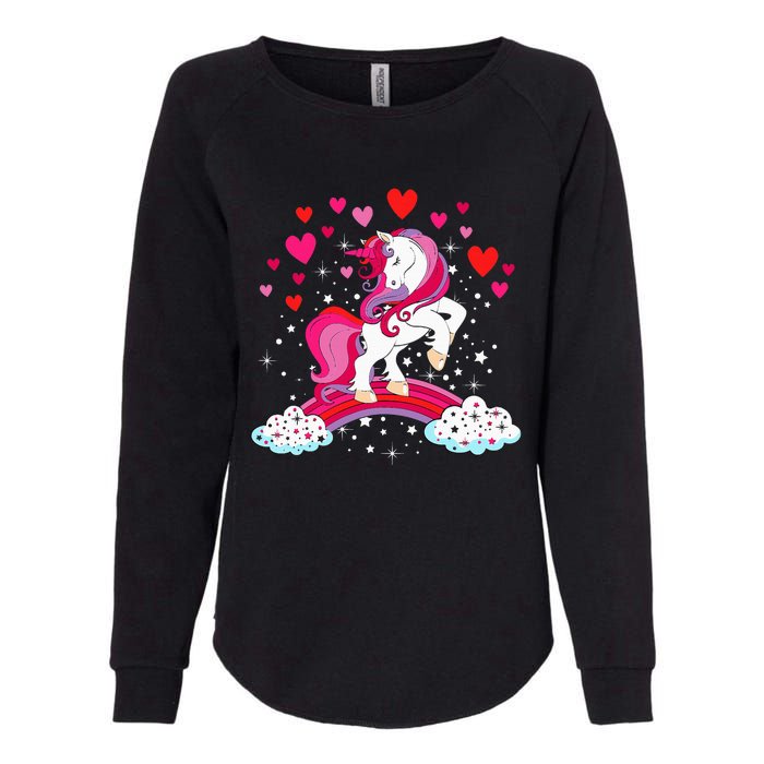 Unicorn Valentines Day Love Heart Rainbow Womens California Wash Sweatshirt