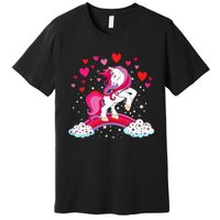 Unicorn Valentines Day Love Heart Rainbow Premium T-Shirt