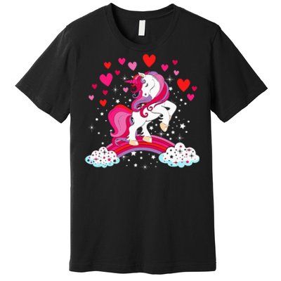 Unicorn Valentines Day Love Heart Rainbow Premium T-Shirt