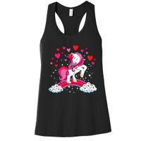 Unicorn Valentines Day Love Heart Rainbow Women's Racerback Tank