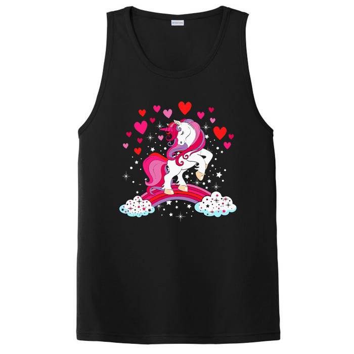 Unicorn Valentines Day Love Heart Rainbow PosiCharge Competitor Tank