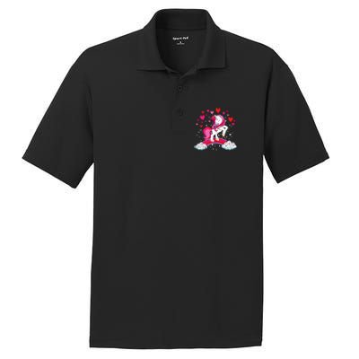 Unicorn Valentines Day Love Heart Rainbow PosiCharge RacerMesh Polo