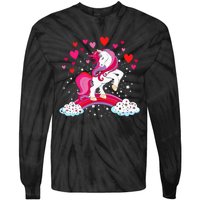 Unicorn Valentines Day Love Heart Rainbow Tie-Dye Long Sleeve Shirt