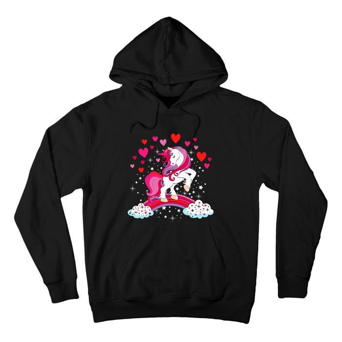 Unicorn Valentines Day Love Heart Rainbow Tall Hoodie