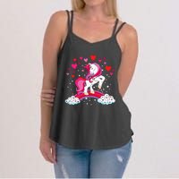 Unicorn Valentines Day Love Heart Rainbow Women's Strappy Tank