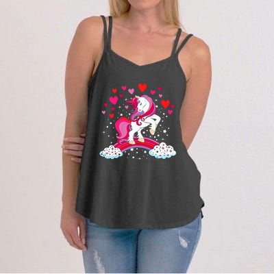 Unicorn Valentines Day Love Heart Rainbow Women's Strappy Tank