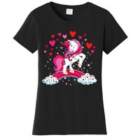 Unicorn Valentines Day Love Heart Rainbow Women's T-Shirt