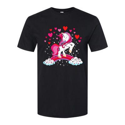 Unicorn Valentines Day Love Heart Rainbow Softstyle CVC T-Shirt