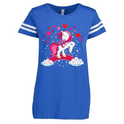 Unicorn Valentines Day Love Heart Rainbow Enza Ladies Jersey Football T-Shirt