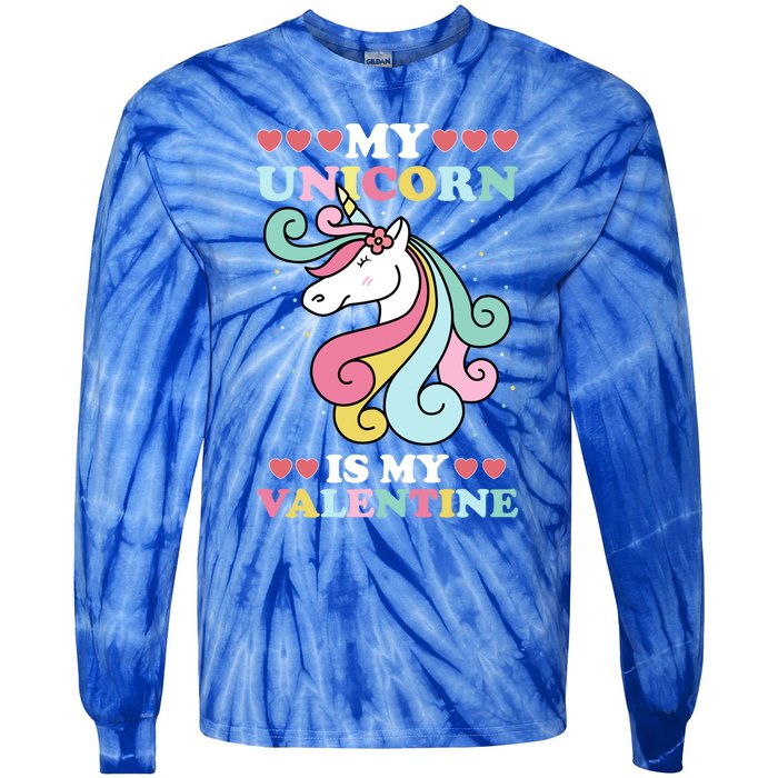 Unicorn Valentines Day Funny Gift Cute Magicfunny Giftal Fantasy Funny Gift Tie-Dye Long Sleeve Shirt