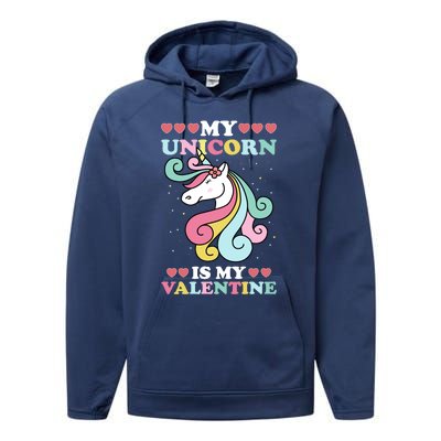 Unicorn Valentines Day Funny Gift Cute Magicfunny Giftal Fantasy Funny Gift Performance Fleece Hoodie