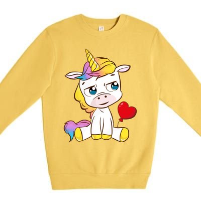 Unicorn Valentines Day Meaningful Gift Premium Crewneck Sweatshirt