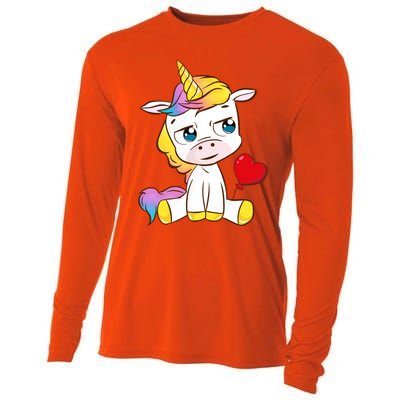 Unicorn Valentines Day Meaningful Gift Cooling Performance Long Sleeve Crew