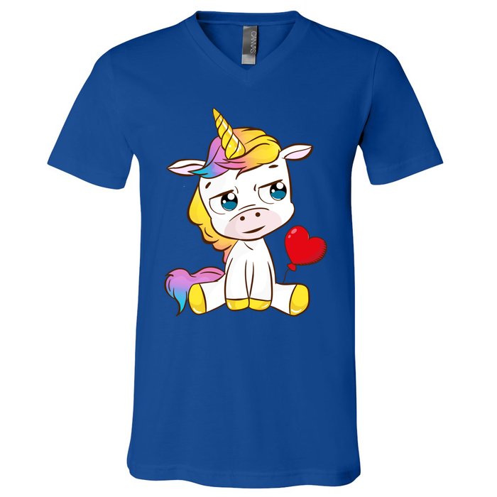 Unicorn Valentines Day Meaningful Gift V-Neck T-Shirt