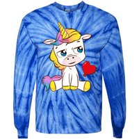 Unicorn Valentines Day Meaningful Gift Tie-Dye Long Sleeve Shirt