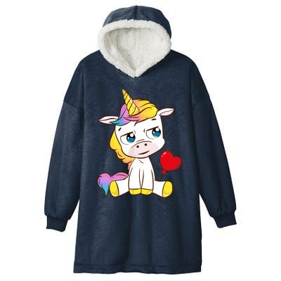 Unicorn Valentines Day Meaningful Gift Hooded Wearable Blanket