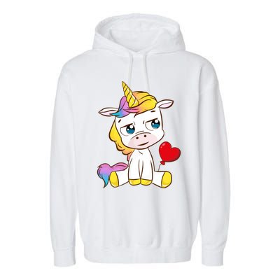 Unicorn Valentines Day Meaningful Gift Garment-Dyed Fleece Hoodie