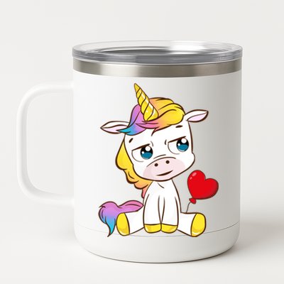 Unicorn Valentines Day Meaningful Gift 12 oz Stainless Steel Tumbler Cup