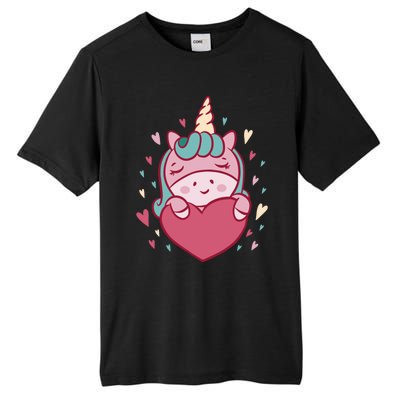 Unicorn Valentine's Day Heart Cute Gift Tall Fusion ChromaSoft Performance T-Shirt