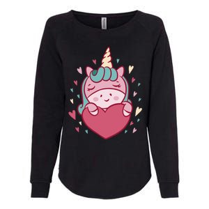 Unicorn Valentine's Day Heart Cute Gift Womens California Wash Sweatshirt